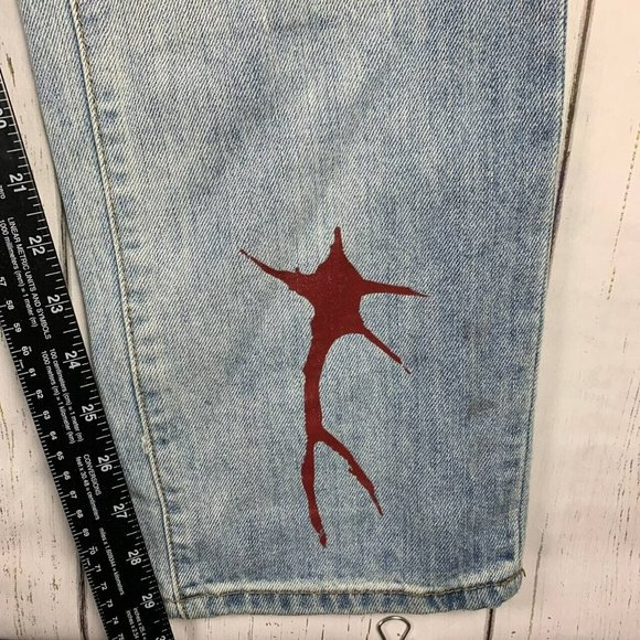 Reason 36‎ Straight Fit Printed Low Rise Blue Jeans Pants Denim Mens - Picture 9 of 11